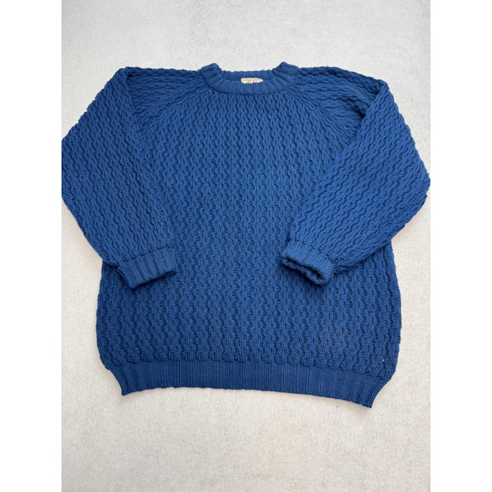 Vintage Byford Sweater Mens Medium Blue Wool Cable Knit‎ Crewneck England